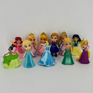 Disney Princess Mini Action Figure Doll Lot Set 11 Sofia Tiana Anna Elsa Mulan